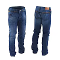 Blue Denim Jeans Front And Back View With Classic Design And Pockets