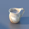 Elegant Ceramic Pitcher With Carved Patterns Holding Milk On Blue Background 3d model
