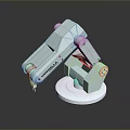 Game and Movie Character White Robotic Arm With Transparent Circular Base And URBOTICZ Label