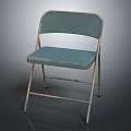 Vintage Turquoise Folding Leisure Chair with Upholstered Seat Metal Frame and Distressed Design