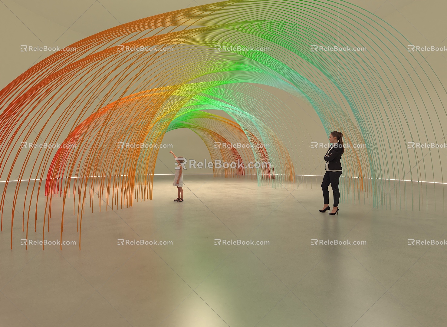 Biennale Line Art Device Color Line Beautiful Chen Ray Beautiful Chen Gradient Line 3d model