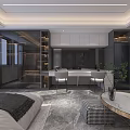 Modern Apartment Interior Design With Open Layout Bedroom Living Room Bookshelves And Plants