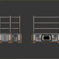 Modern Metal Shelving Units With Multiple Shelves Control Panel Digital Display And Orange Accents