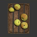Rustic Wooden Crate Filled With Fresh Yellow Fruits On Dark Surface