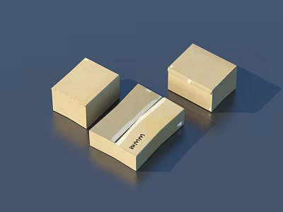 Practical Beige Household Storage Boxes Three Units Featuring MACH Label For Home Organization 3d model