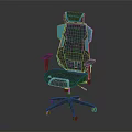 Modern High Back Black And Teal Office Chair With Adjustable Armrests Headrest And Wheels