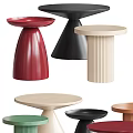 Stylish Side Tables with Round Tops and Various Colored Bases in Modern Design Styles
