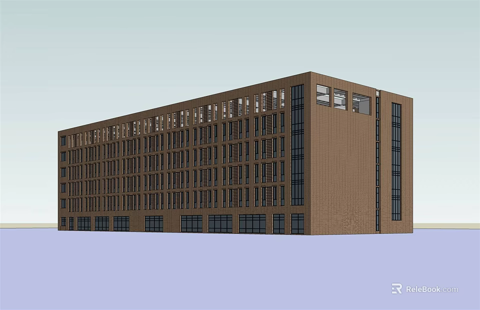 Modern Office Building Exterior With Brown Facade Large Windows And Multiple Floors 3d model
