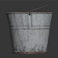 Vintage Metal Bucket With Handle Worn Texture And Green Interior As Practical Household Item