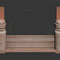 Wooden Arched Bridge Model With Railings And Slatted Deck Design