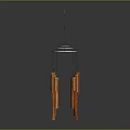 Lush Green Garden Plant With Hanging Copper Tube Wind Chime Decoration