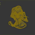 Gray Female Character Sculpture With Flowing Hair And Upper Body In Dark Background