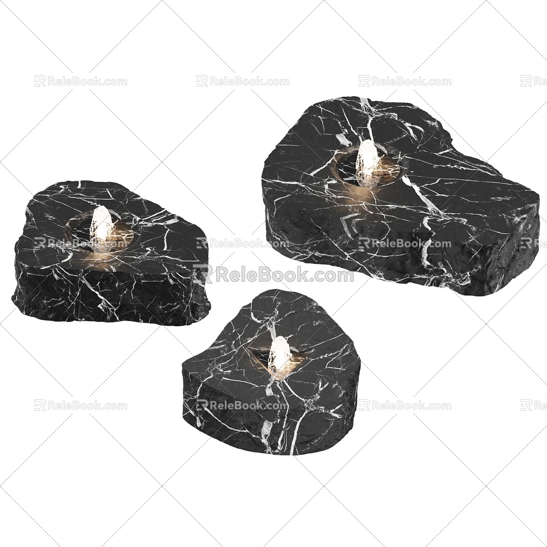 Stone Landscape Stone Fountain Stone Granite Black Mountain Stone Fountain 3d model