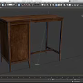 Classic Wooden Writing Desk With Four Drawers And Round Knobs Structure 3d model
