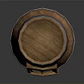 Wooden Barrel Storage Container With Small Window And Metal Hoops For Home Use