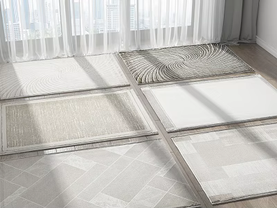Square Carpets With Various Patterns And Soft Textures In Sunlit Room 3d model