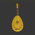 Yellow Wooden Lute Traditional Acoustic Folk Music Instrument for Home Decor