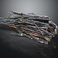 Natural Wooden Twigs Stacked in Organic Form with Earthy Tones and Textured Surfaces