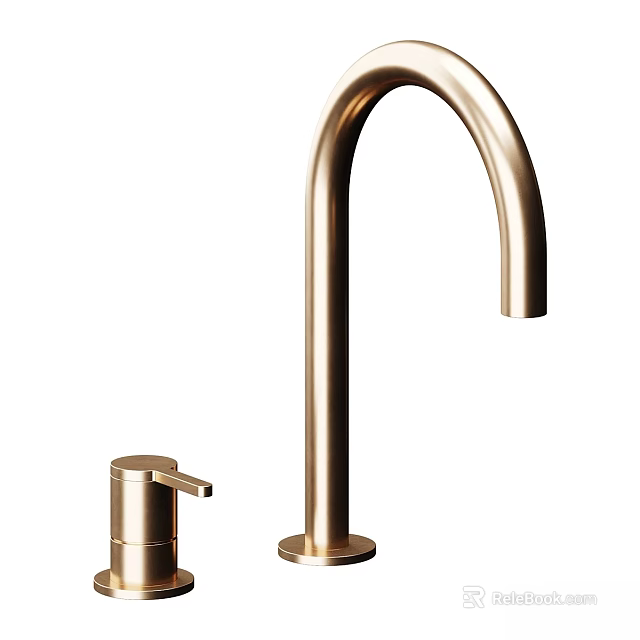 Brass Modern Faucet with High Arc Spout Single Handle Sleek Design for Kitchen or Bathroom 3d model 