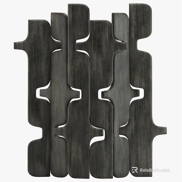 Wooden Room Divider With Intricate Cutout Patterns And Modern Textured Finish 3d model 