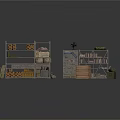 Storage Shelves With Wooden Crates Books Sacks And Stacked Boxes