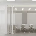 Modern Conference Room Interior Design With Glass Partitions And White Chairs