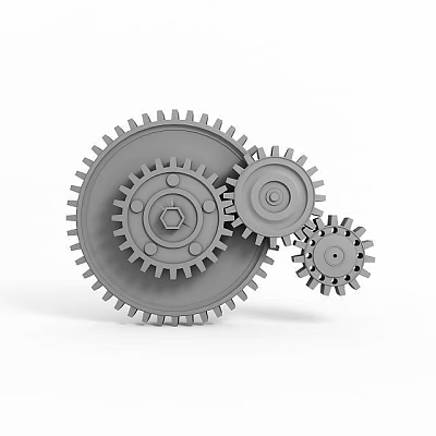 Gray Lockers With Interlocking Gear Mechanism In 3D Design Background 3d model