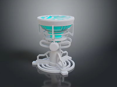 Modern Home Living Product With White Stand Blue Transparent Top And Geometric Design 3d model
