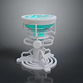 Modern Home Living Product With White Stand Blue Transparent Top And Geometric Design