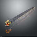 Long Silver Dragon 3D Model With Yellow Accents Red Head And Metallic Design