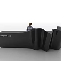 Black Modern Reception Desk With Unique Sleek Curves In Reception Area
