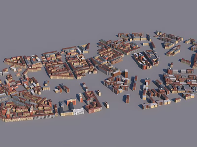 Modern City Red Roof Fast 3d model