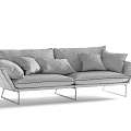 Modern Red Two Seater Sofa With Red And Gray Pillows And Metal Legs 3d model