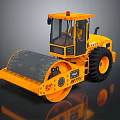 Yellow Road Roller With Large Tires And Front Roller Drum 3d model