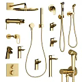 Modern Shower Head System With Handheld Hose Wall Mounted Faucet And Accessories