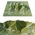 Decorative Green Miniature Garden Ornament With Rolling Hills And Rocky Terrain