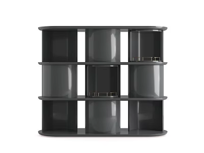 Modern Minimalist Gray Bookshelf With Multi Layer Open Compartments And Geometric Design 3d model