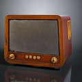 Vintage Television Set With Wooden Case Glass Screen Control Knobs And Buttons