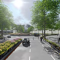 Municipal Road Roundabout Design Featuring Greenery Trees And Well Structured Traffic Lanes