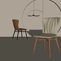 Modern Brown And Beige Leather Dining Chairs With Wooden Legs Design