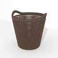 Brown Woven Storage Basket With Dual Handles For Home Organizing And Decor