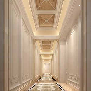 European-style hotel aisle 3d model