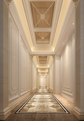 European-style hotel aisle 3d model