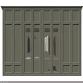 Elegant Modern Beige Wardrobe With Multiple Glass Doors And Interior Lighting 3d model
