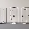 Modern Shower Sauna Enclosures With Transparent Glass And Black Metal Frames
