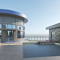 Industrial Factory Building With Modern Circular Roof Green Landscaping And Parking Lot