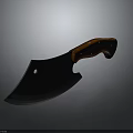 Practical Kitchen Utility Knife With Black Blade And Wooden Handle Design 3d model