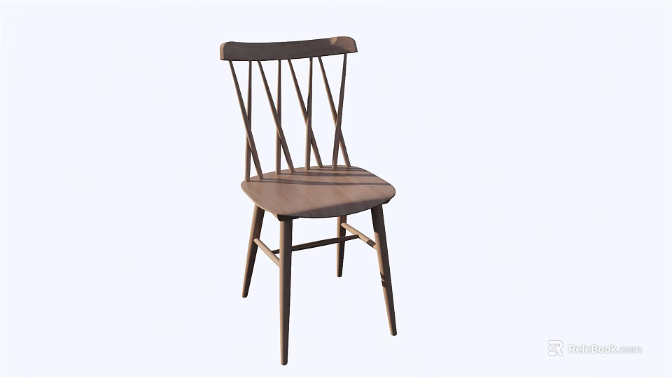Simple Wooden Leisure Chair Featuring Crossed Backrest Design For Home Relaxation 3d model 