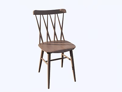 Simple Wooden Leisure Chair Featuring Crossed Backrest Design For Home Relaxation 3d model