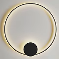 Modern Minimalist Wall Lamp With Golden Ring Design And Soft Lighting 3d model